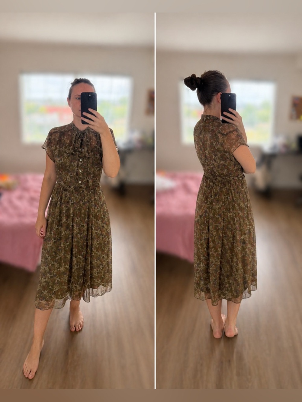 Lusio Floral Brown Midi Dress